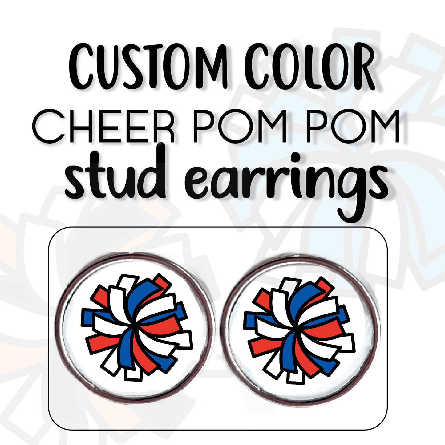 Custom Color! Cheerleader POM POM stud earrings