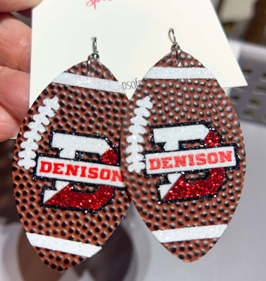 CUSTOM ORDER: FOOTBALLS (3+ color logo) single layer faux leather earrings
