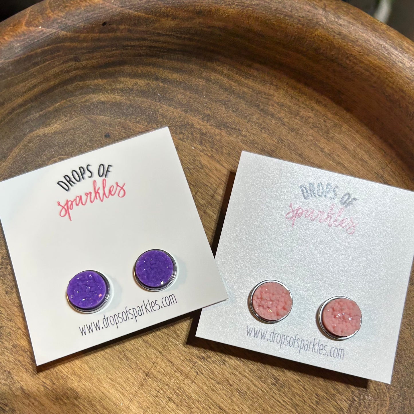 Druzy stone stud earrings - ballerina pink
