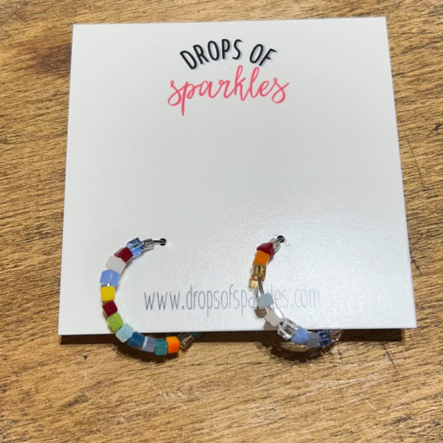 Small beaded stainless steel hoop earrings