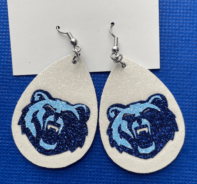 Berlin Middle School faux leather teardrop dangle earrings *BMS Fundraiser*
