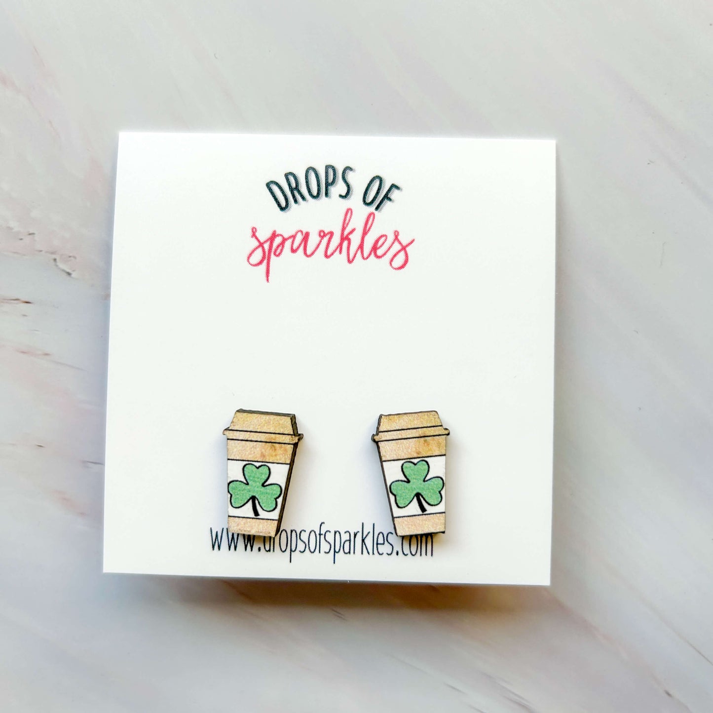 St. Patrick’s Day wood stud earrings
