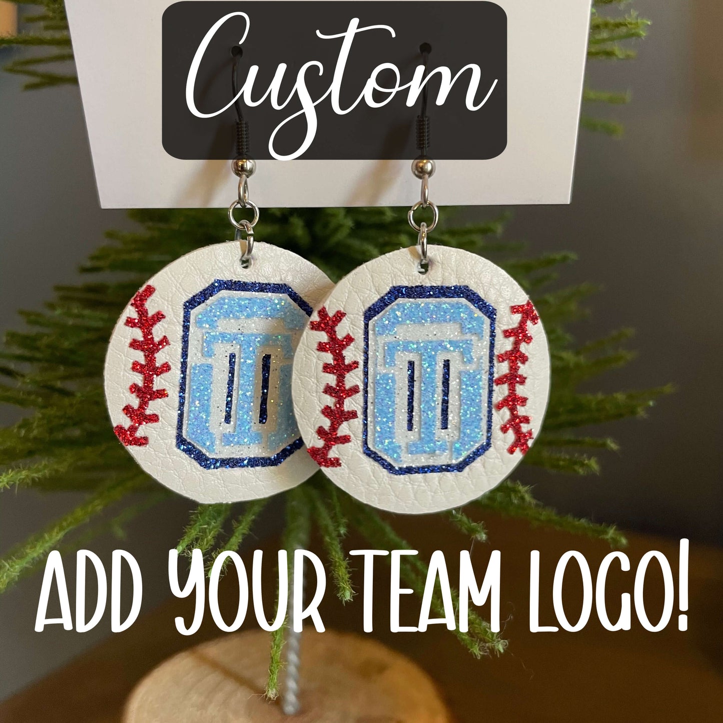 CUSTOM TEAM Baseball faux leather earrings