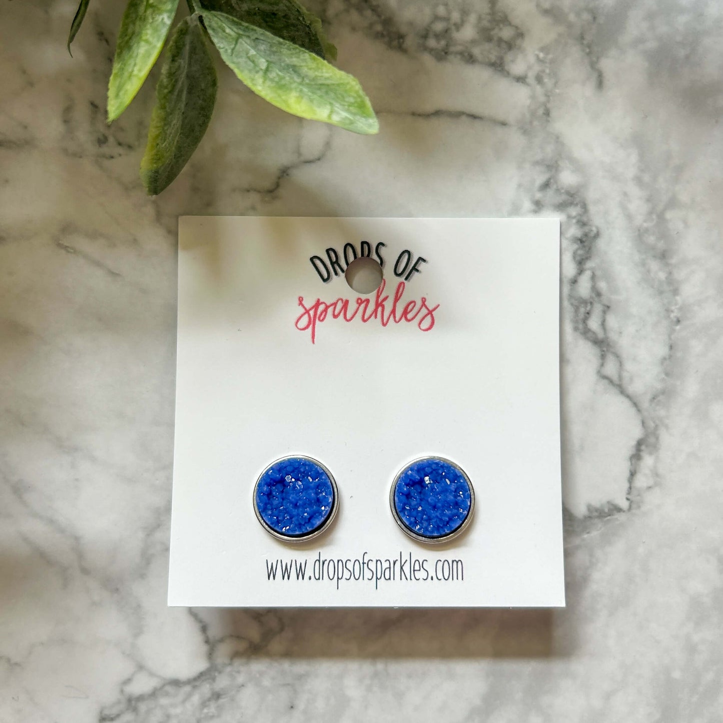 Druzy stone stud earrings - cobalt blue
