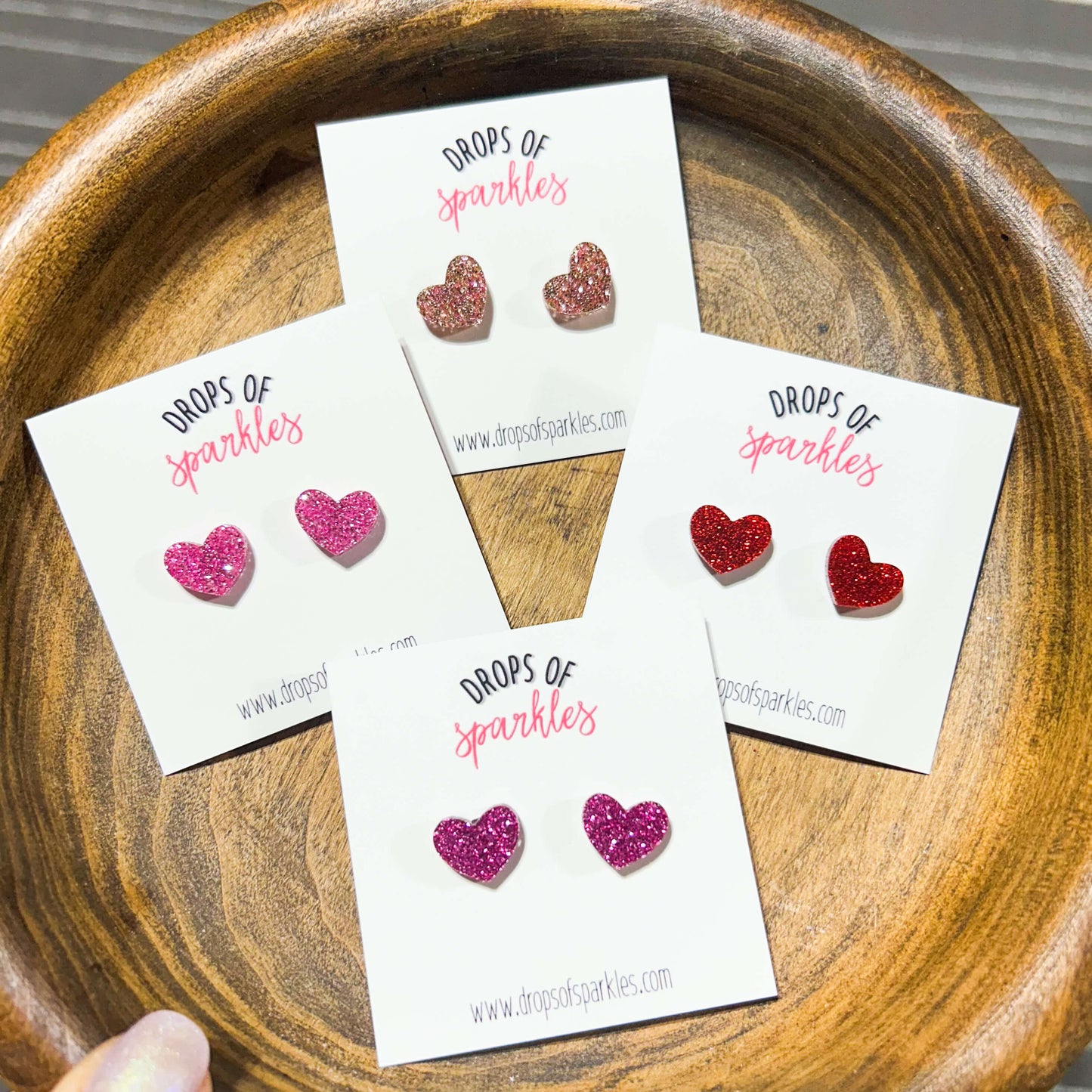small glitter acrylic hearts