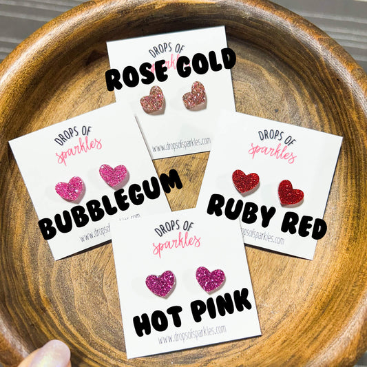 small glitter acrylic hearts