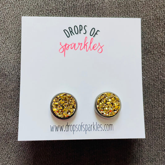 Druzy stone stud earrings - gold
