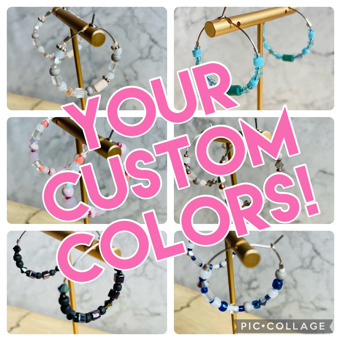 CUSTOM ORDER: Beaded stainless steel silver hoop earrings