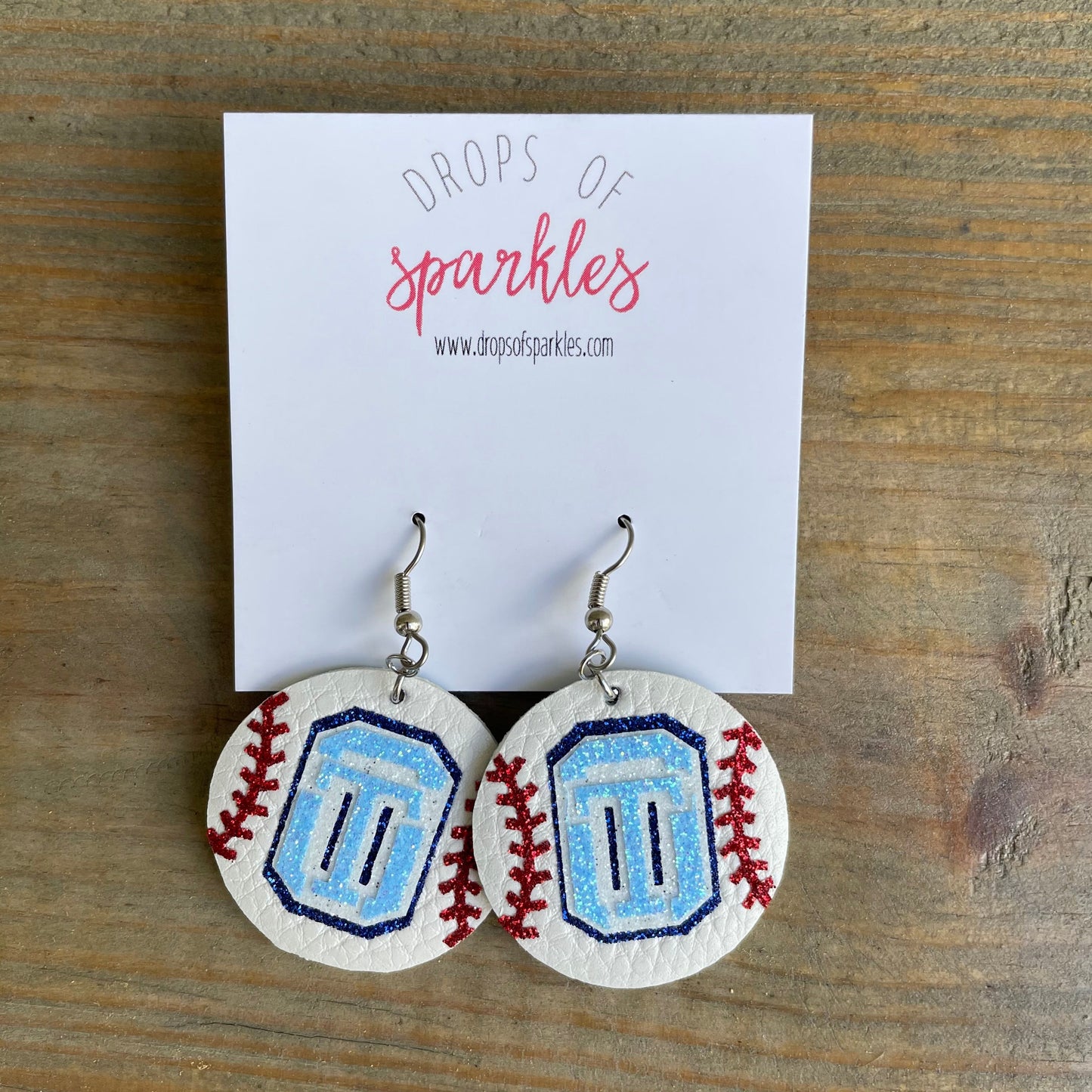 CUSTOM TEAM Baseball faux leather earrings