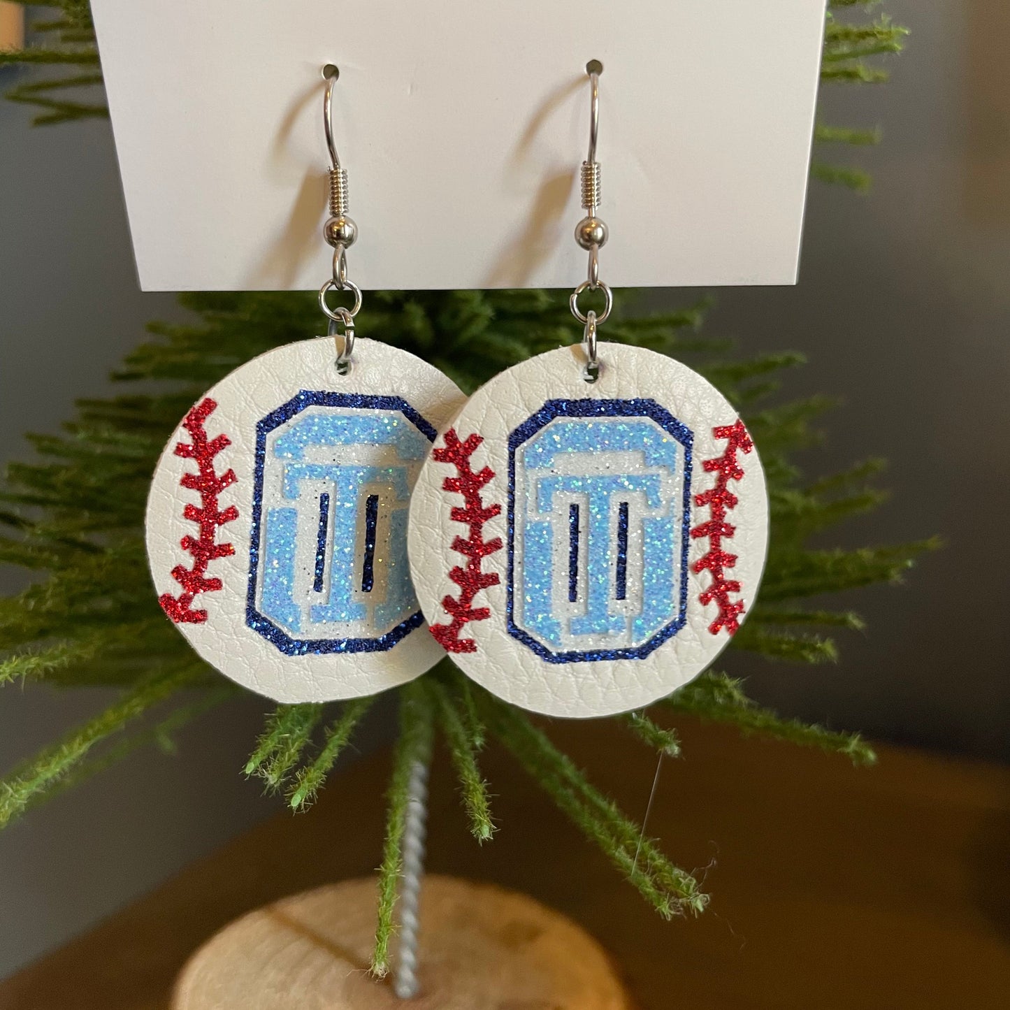 CUSTOM TEAM Baseball faux leather earrings