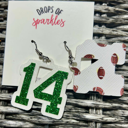 CUSTOM Jersey Number faux leather earrings