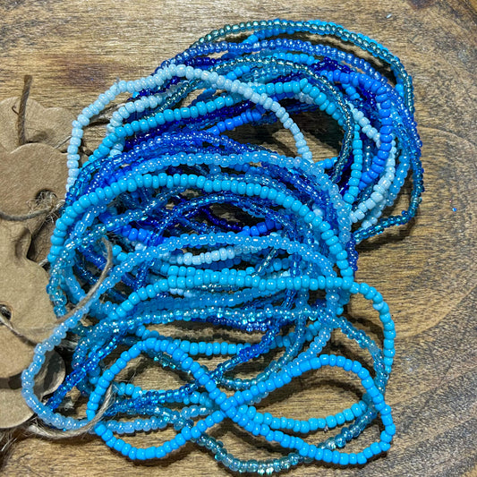Light blues beaded stretch bracelets (set of 5!)