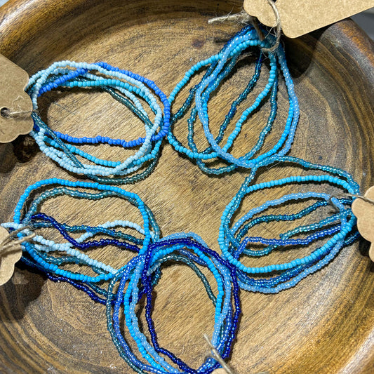 Light blues beaded stretch bracelets (set of 5!)