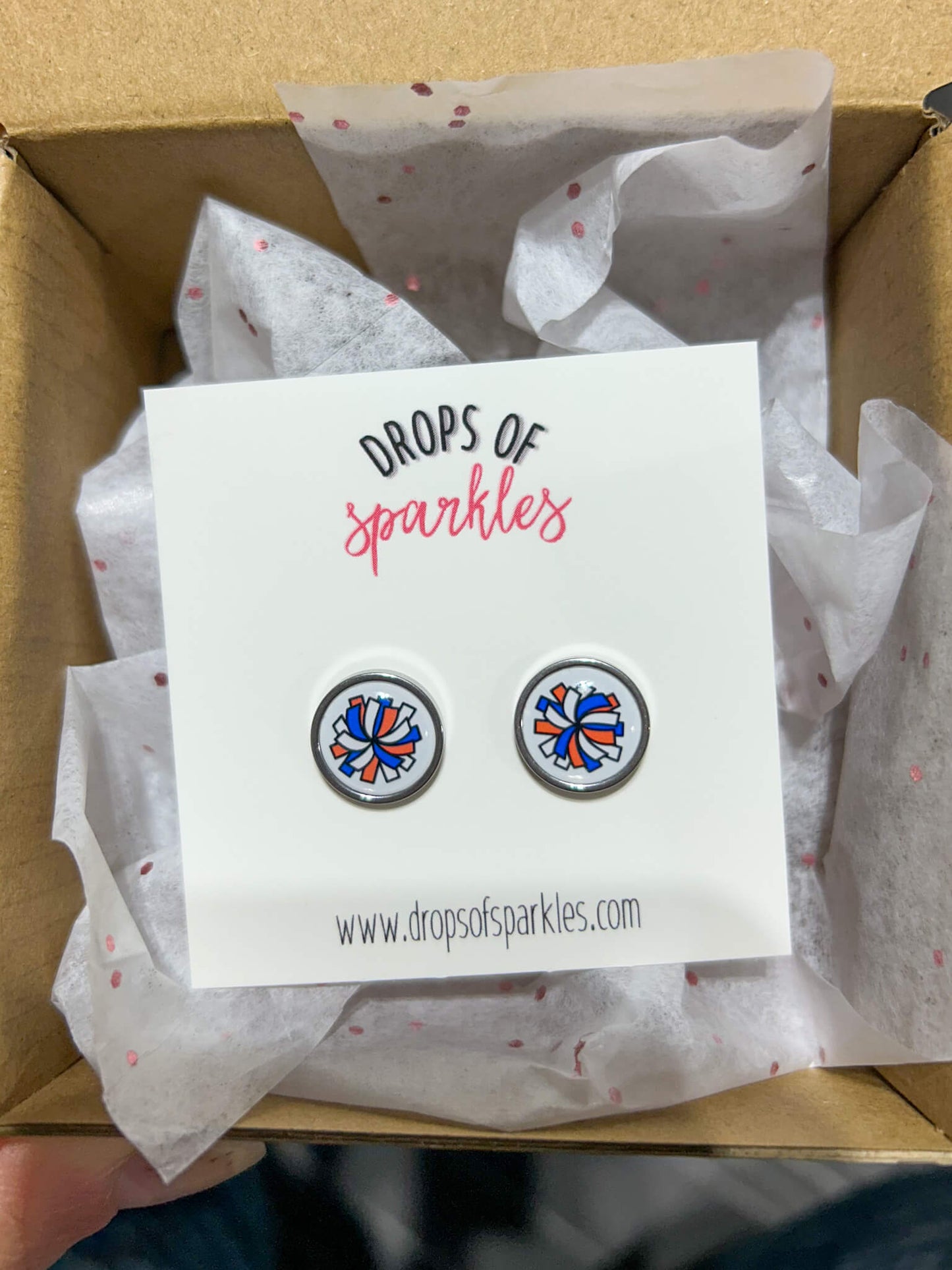 Custom Color! Cheerleader POM POM stud earrings