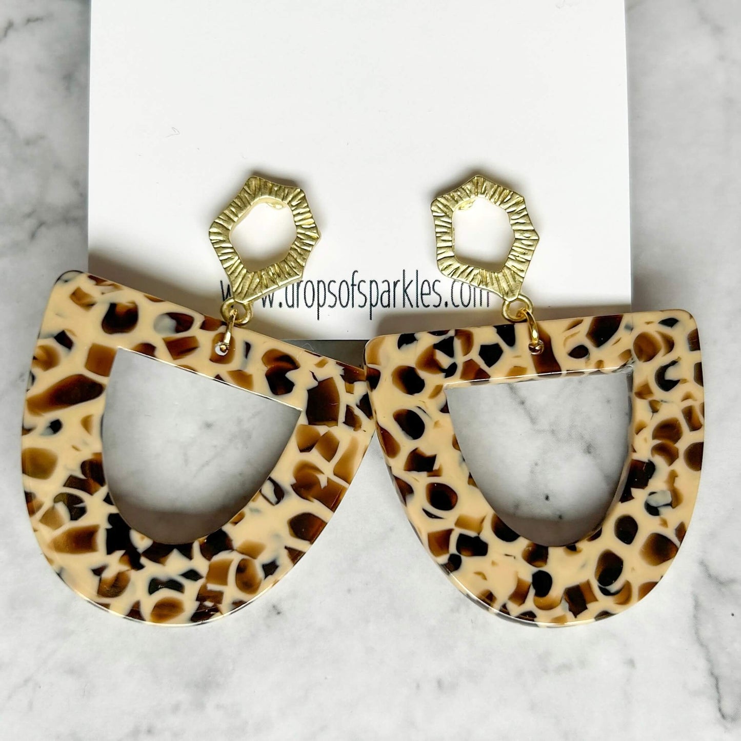 Animal print neutral acrylic earrings