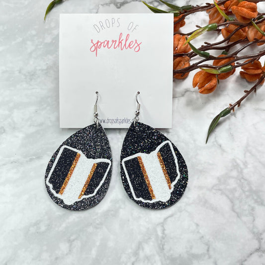 Ohio NFL sparkle helmet faux leather earrings