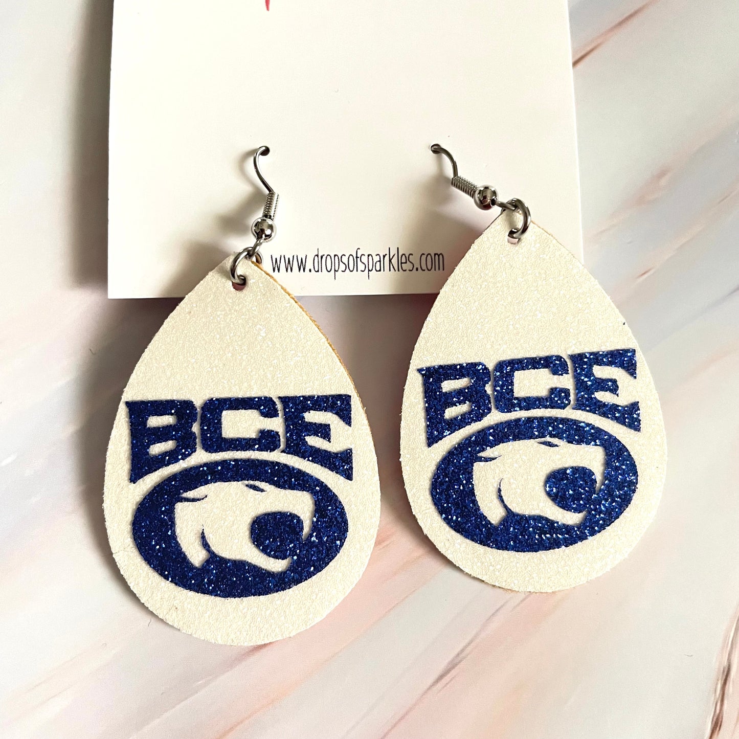 Buckeye Cheer Elite faux leather dangle earrings