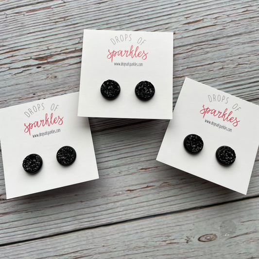 beautiful black druzy stud earrings