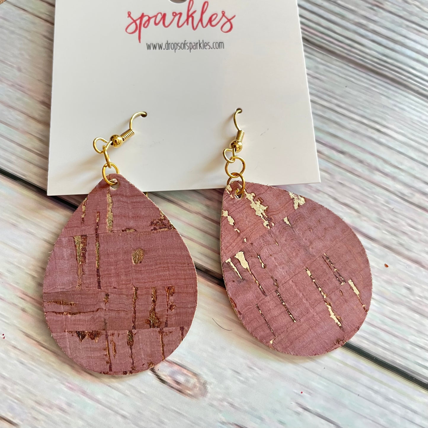 Muted cork teardrop earrings