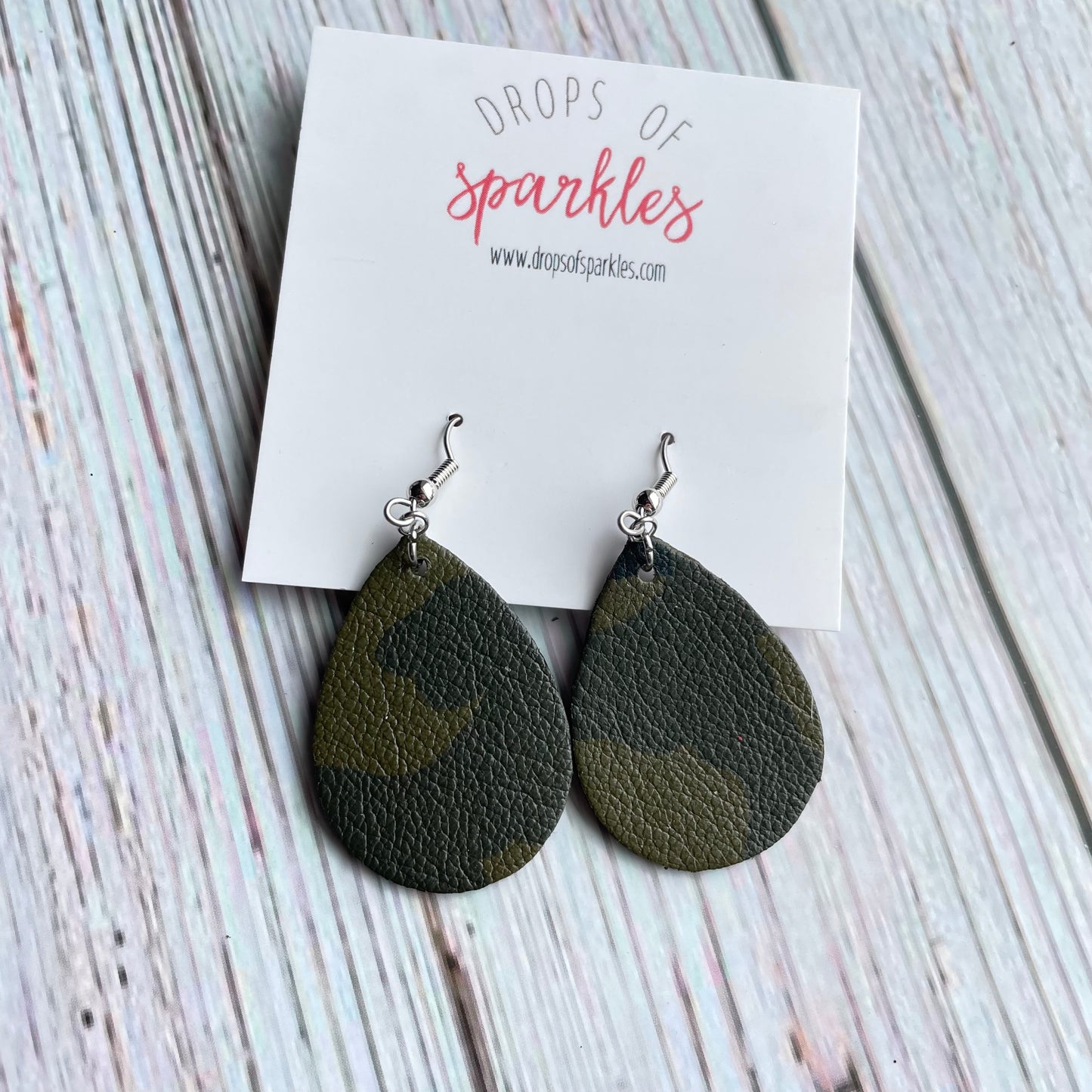 Camo genuine leather dangle earrings