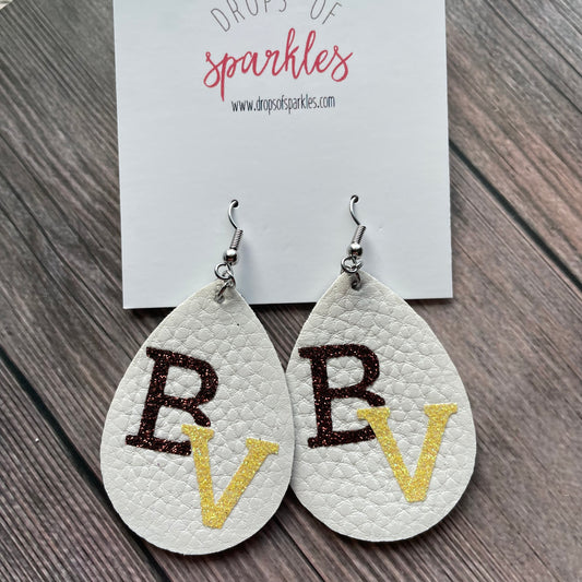 Buckeye Valley faux leather teardrop dangle earrings