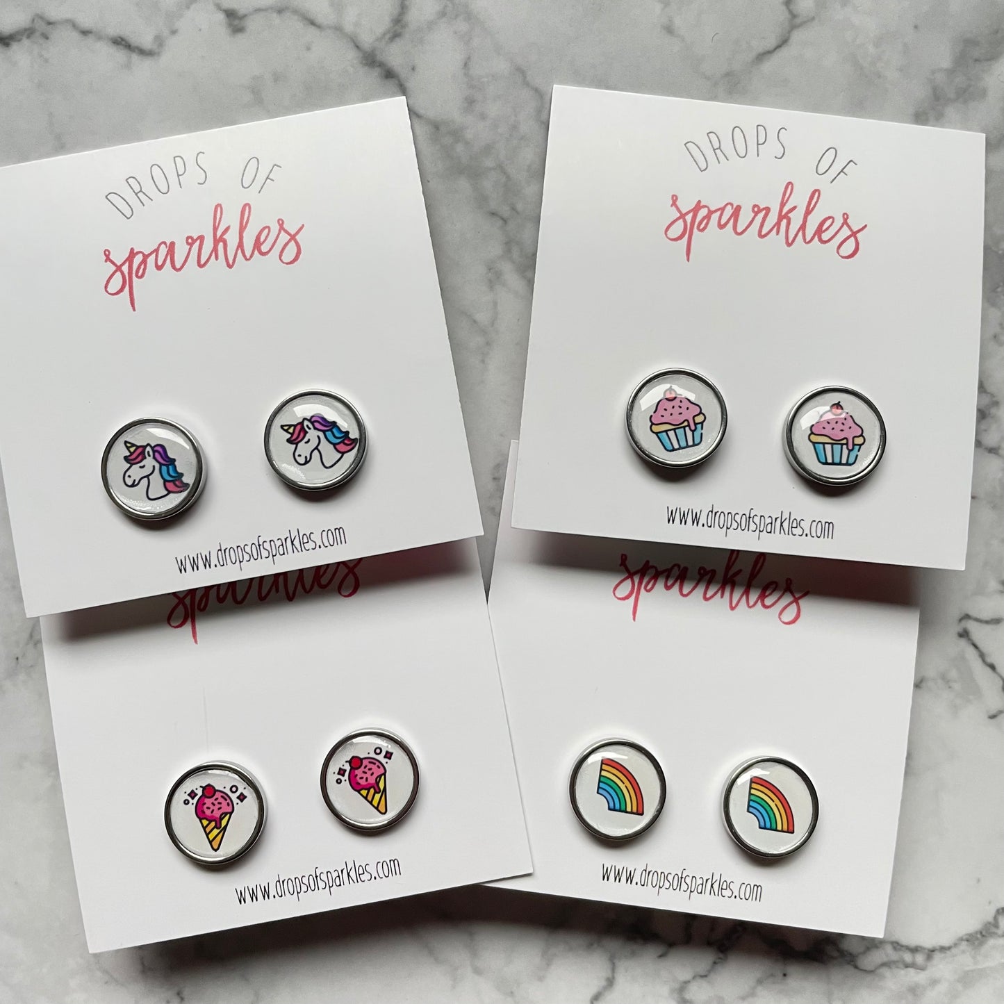 Unicorn/rainbow/cupcake/ice cream cone stud earrings