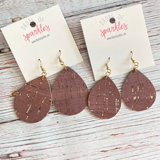 Muted cork teardrop earrings