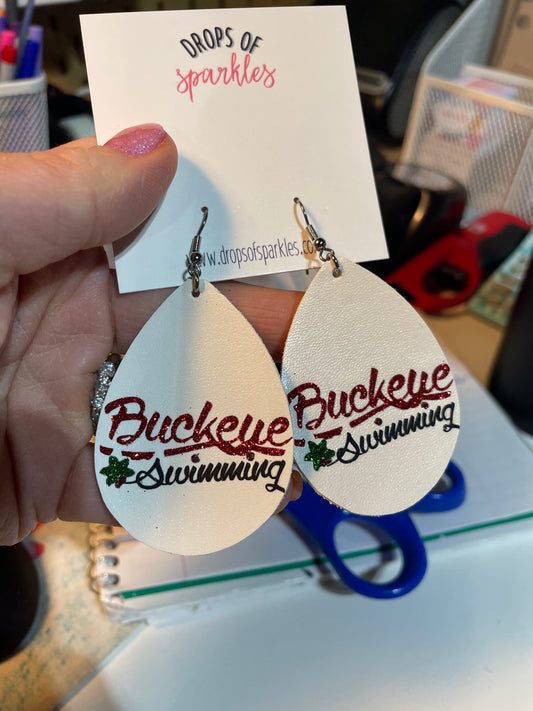 Buckeye Swimming faux leather earrings