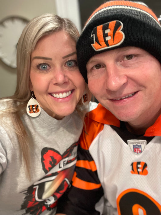 Cincinnati Bengals faux leather earrings