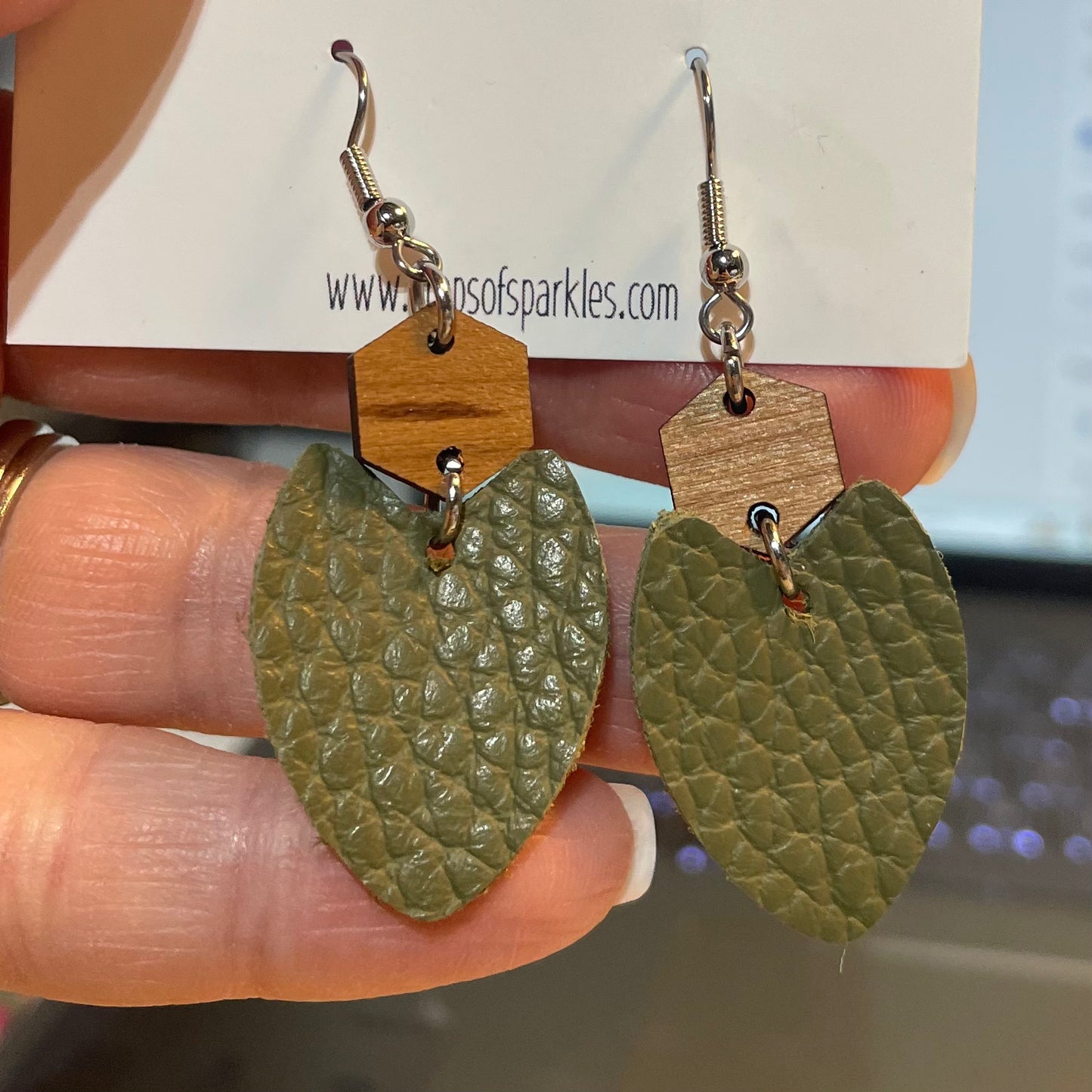 orange & olive braids + wood earrings