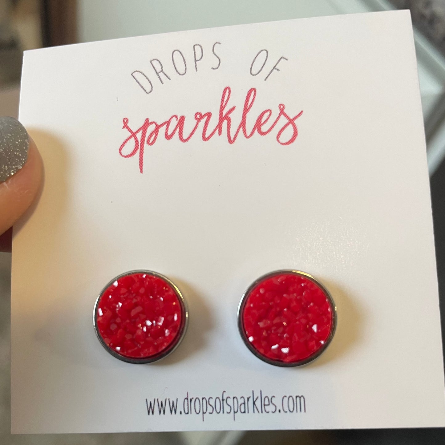 red druzy earring set christmas red earrings holiday gifts