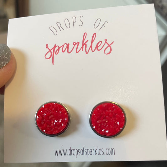 red druzy earring set christmas red earrings holiday gifts