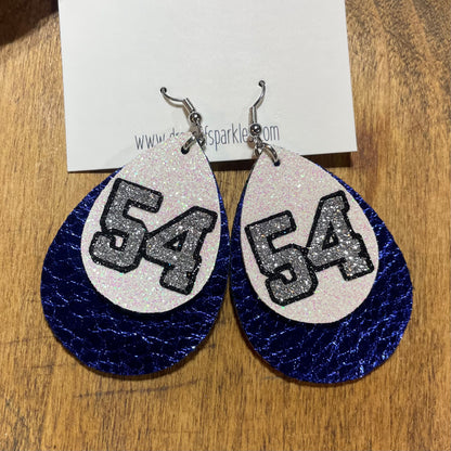 Sports fans: 2 layer custom made faux leather earrings with vinyl