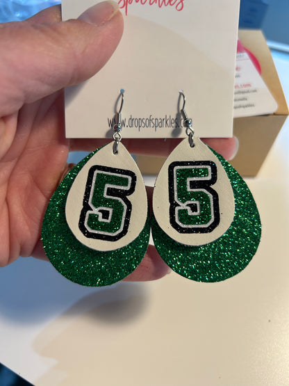 Sports fans: 2 layer custom made faux leather earrings with vinyl