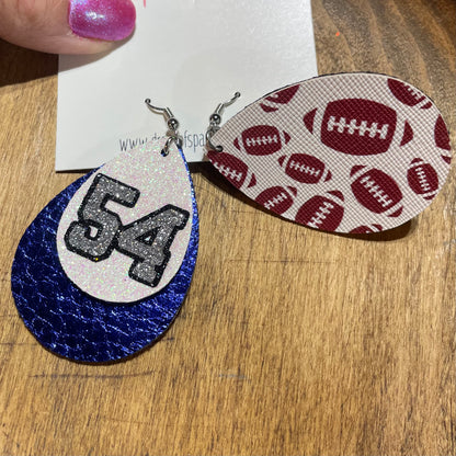 Sports fans: 2 layer custom made faux leather earrings with vinyl