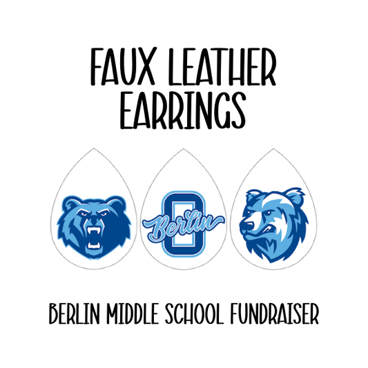 Berlin Middle School faux leather teardrop dangle earrings *BMS Fundraiser*