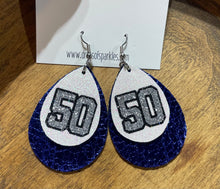 Load image into Gallery viewer, Sports fans: 2 layer custom made faux leather earrings with vinyl
