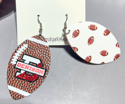 CUSTOM ORDER: FOOTBALLS (3+ color logo) single layer faux leather earrings