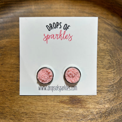 perfectly pink druzy stud earrings