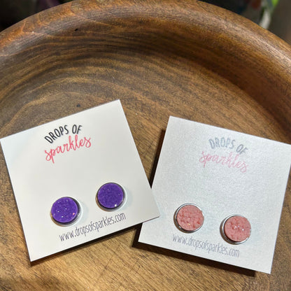 Druzy stone stud earrings - perfectly purple
