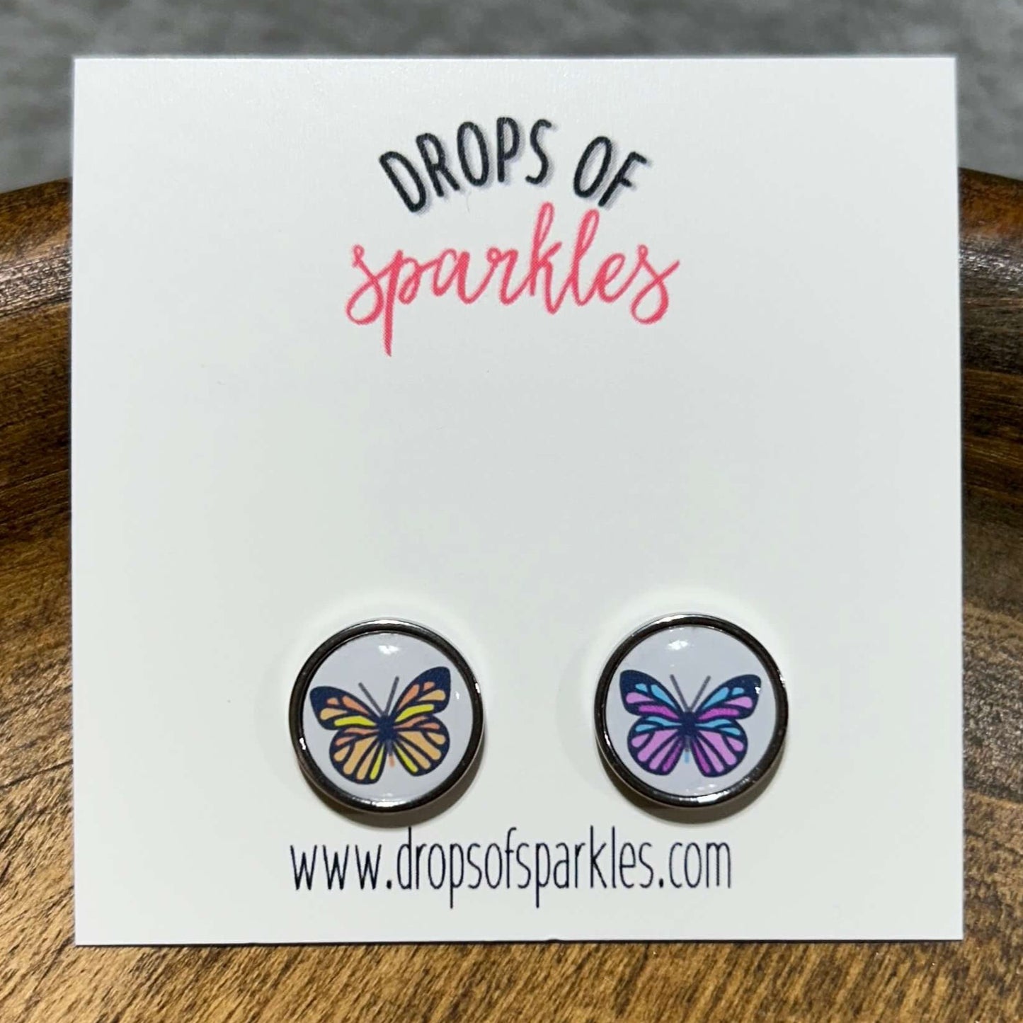 Rainbows and butterfly stud earrings