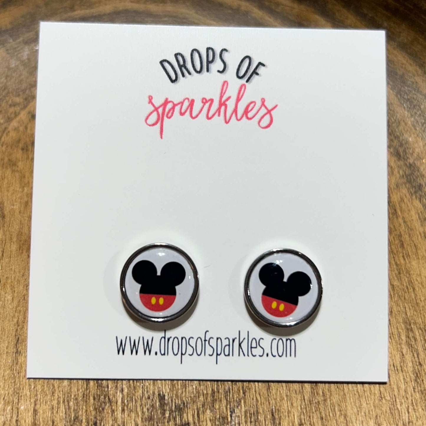 Mickey & Minnie pendant necklace and stud earrings