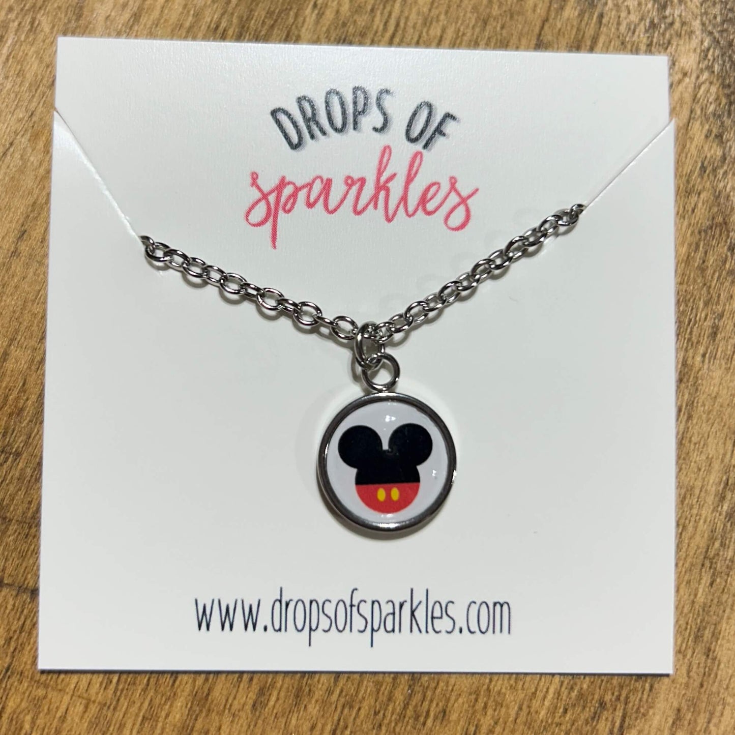Mickey & Minnie pendant necklace and stud earrings