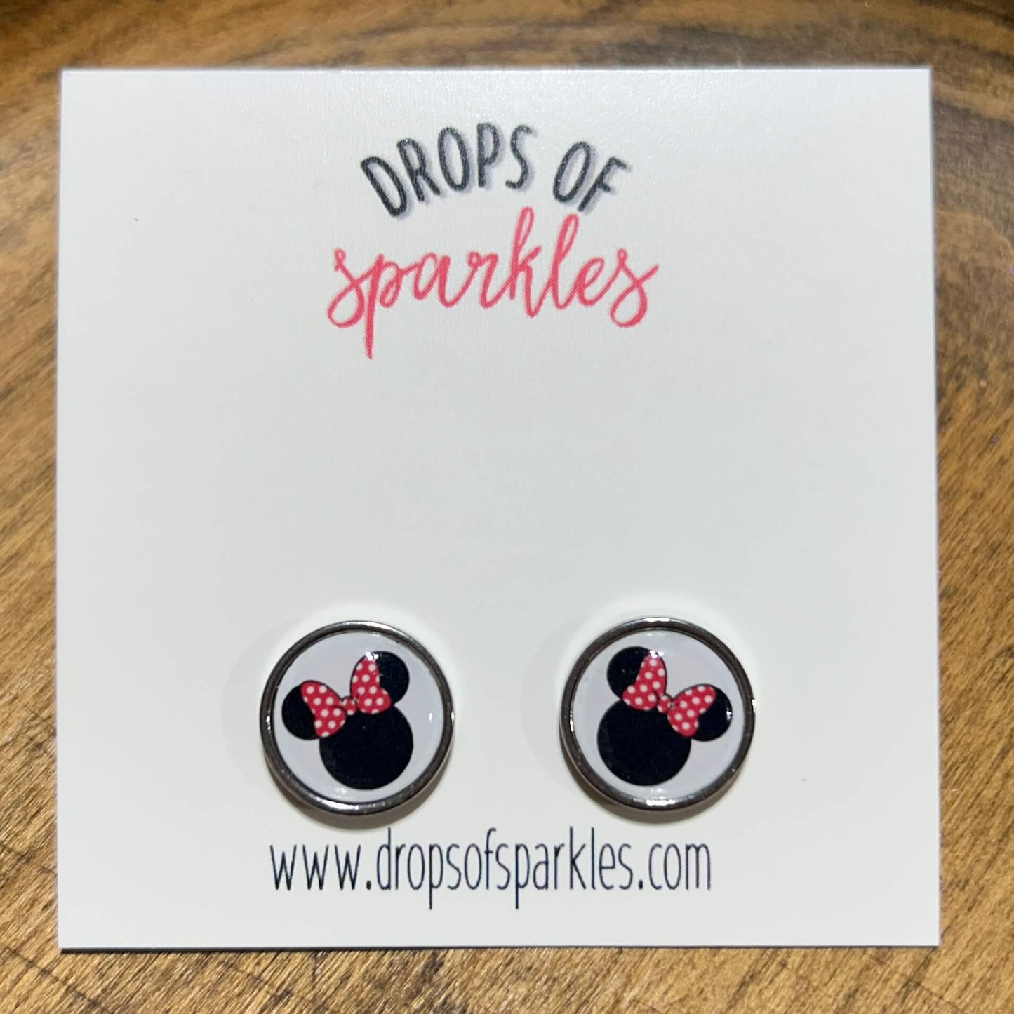Mickey & Minnie pendant necklace and stud earrings