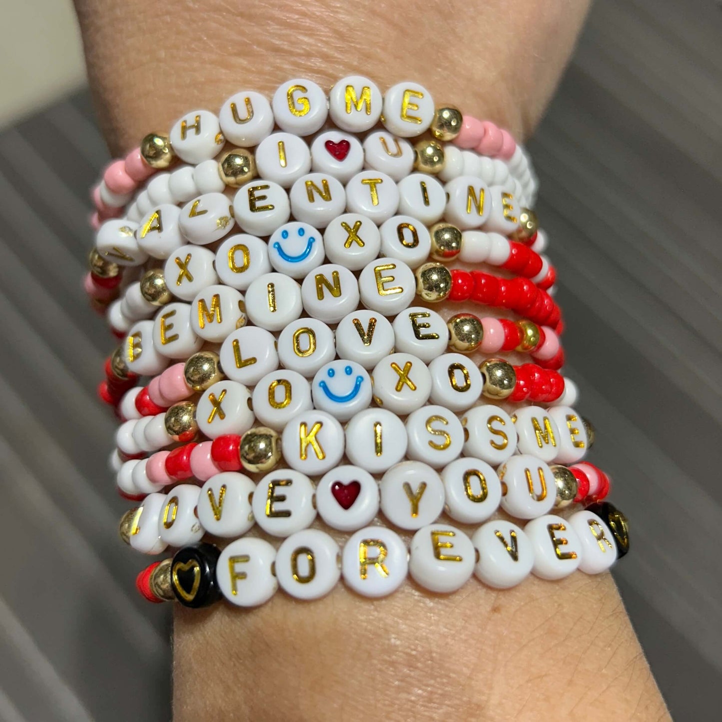 Valentine's Day words stretch bracelets