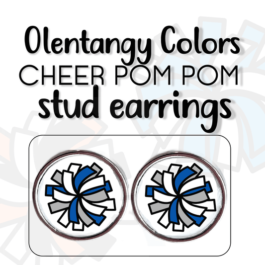 Olentangy Colors Cheerleader POM POM stud earrings