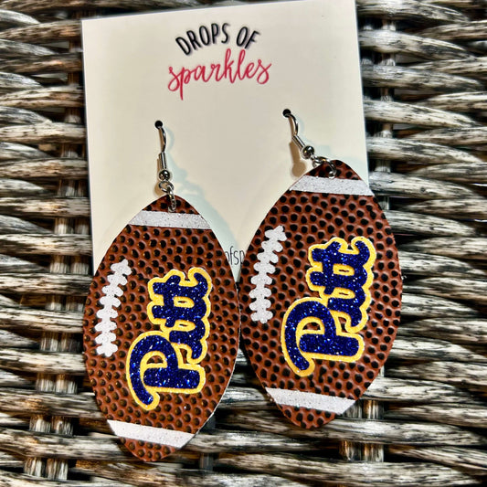 CUSTOM ORDER: FOOTBALLS (3+ color logo) single layer faux leather earrings