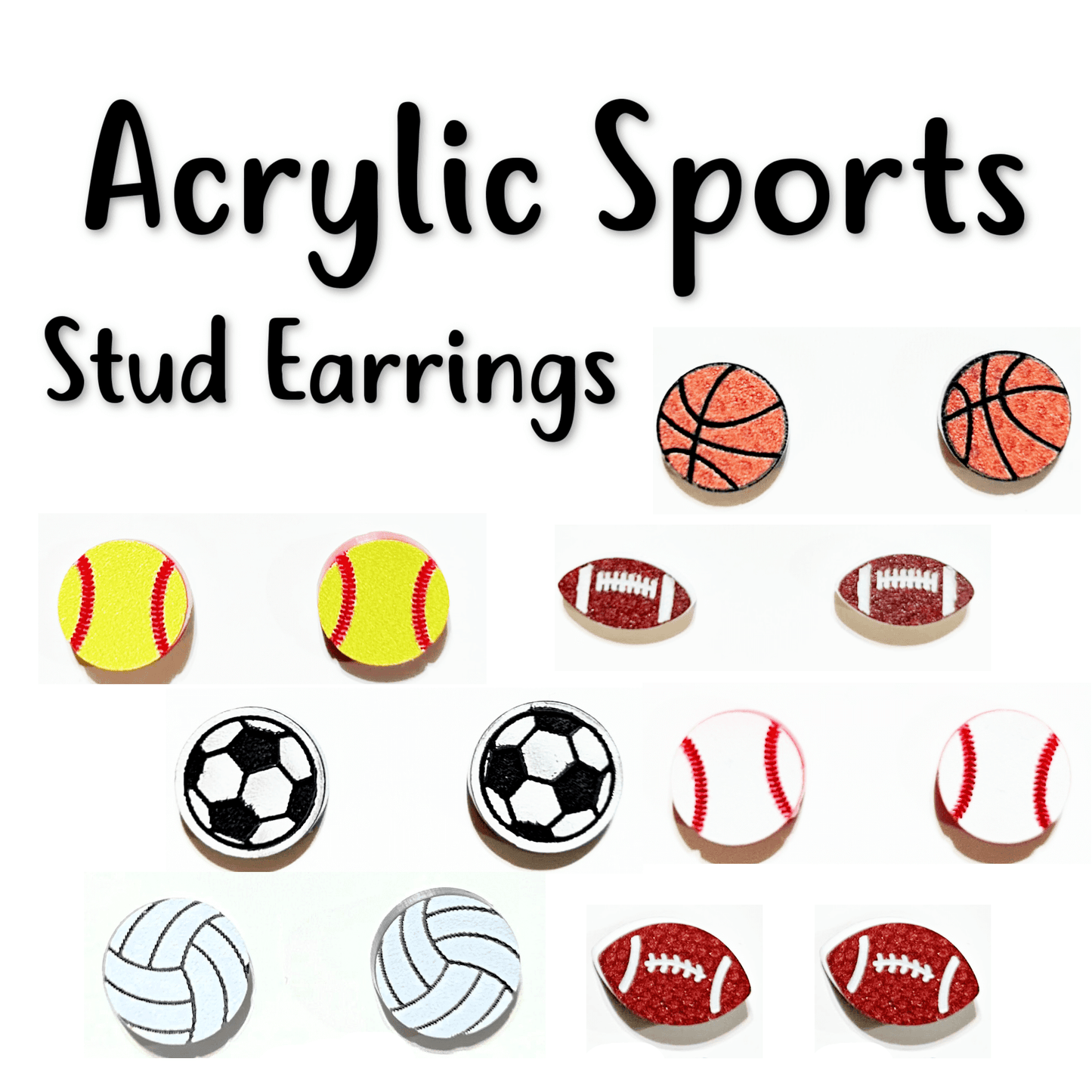 Acrylic Sports studs earrings