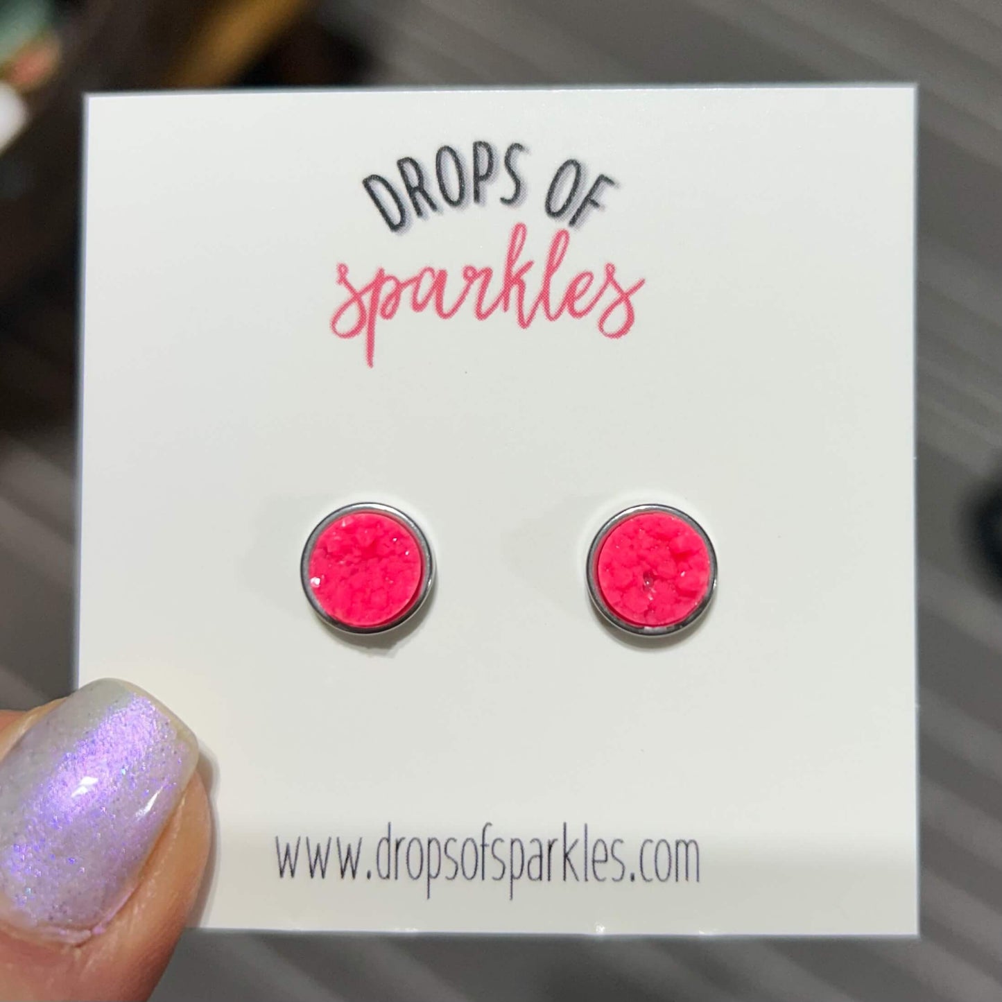 Baby Druzy stone stud earrings