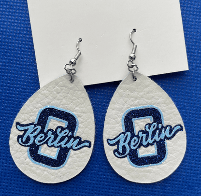 Berlin Middle School faux leather teardrop dangle earrings